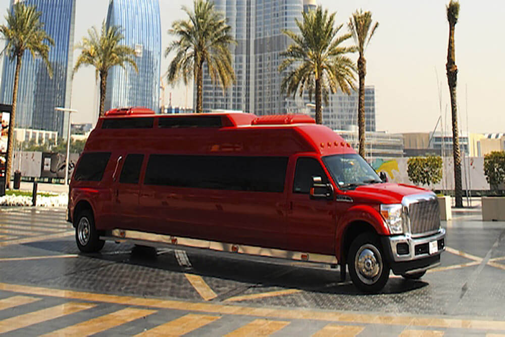 big red party black panther vip limo dubai